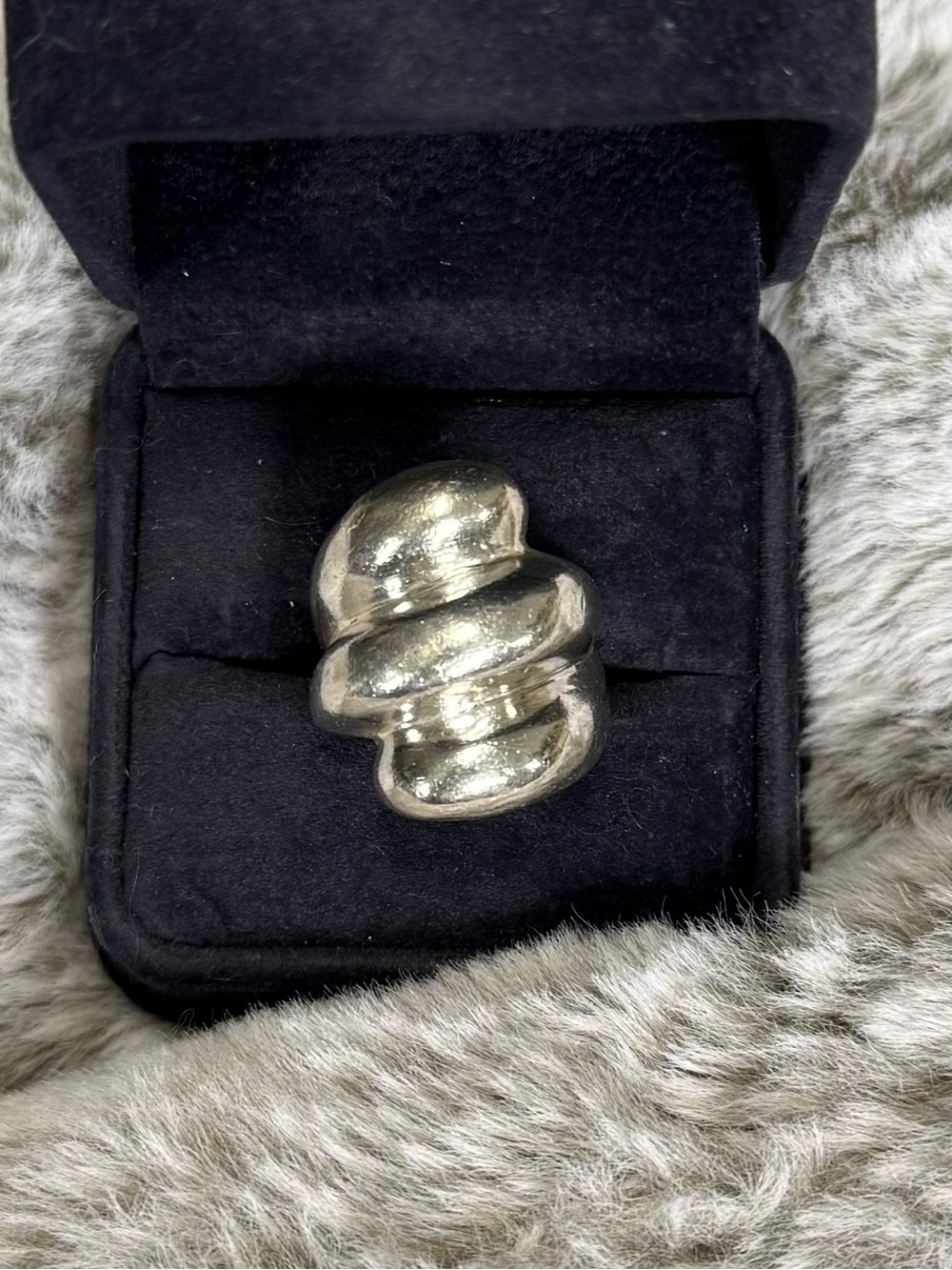 Sterling Silver 925 Chunky Statement Domed Modernist MCM Sz 6.75 Ring
